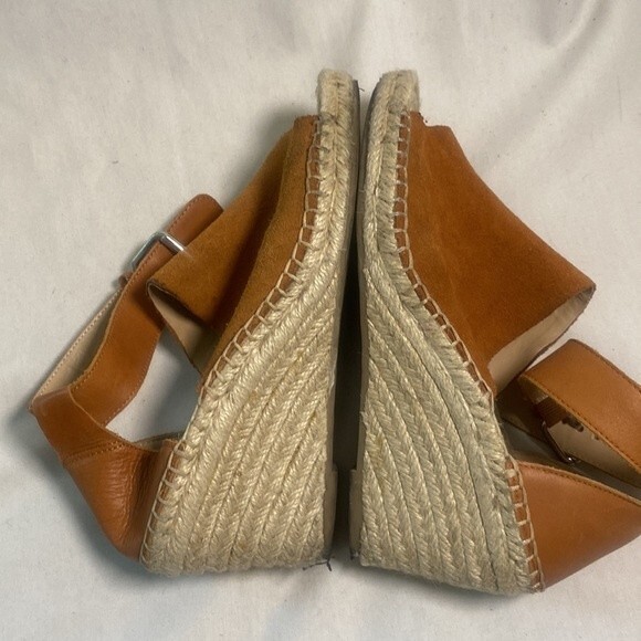 Gap espadrille brown ankle strap 6 wedge summer sandal open toe shoe brown - Picture 3 of 12